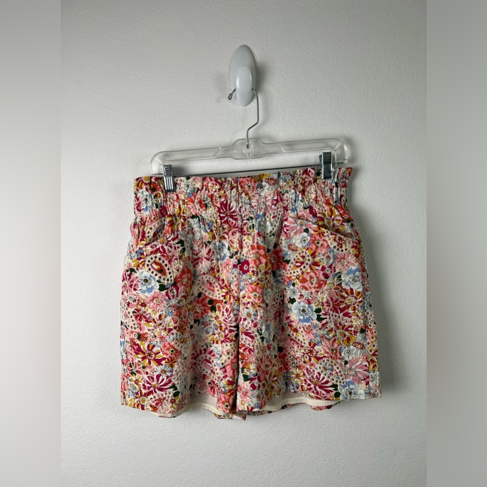 Solitaire Eyelet Embroidered Pink Floral Vacation Beach Resort Summer Shorts